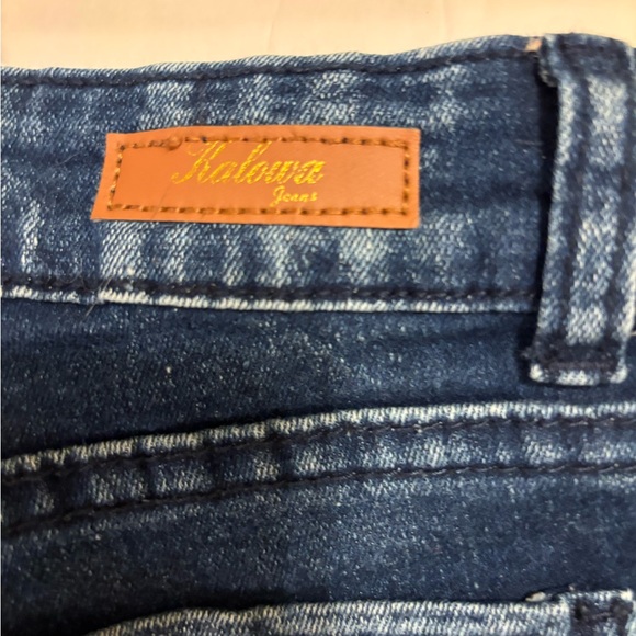 Kalowa Size 5 Flare Jeans Dark Ripped Juniors - Picture 3 of 4